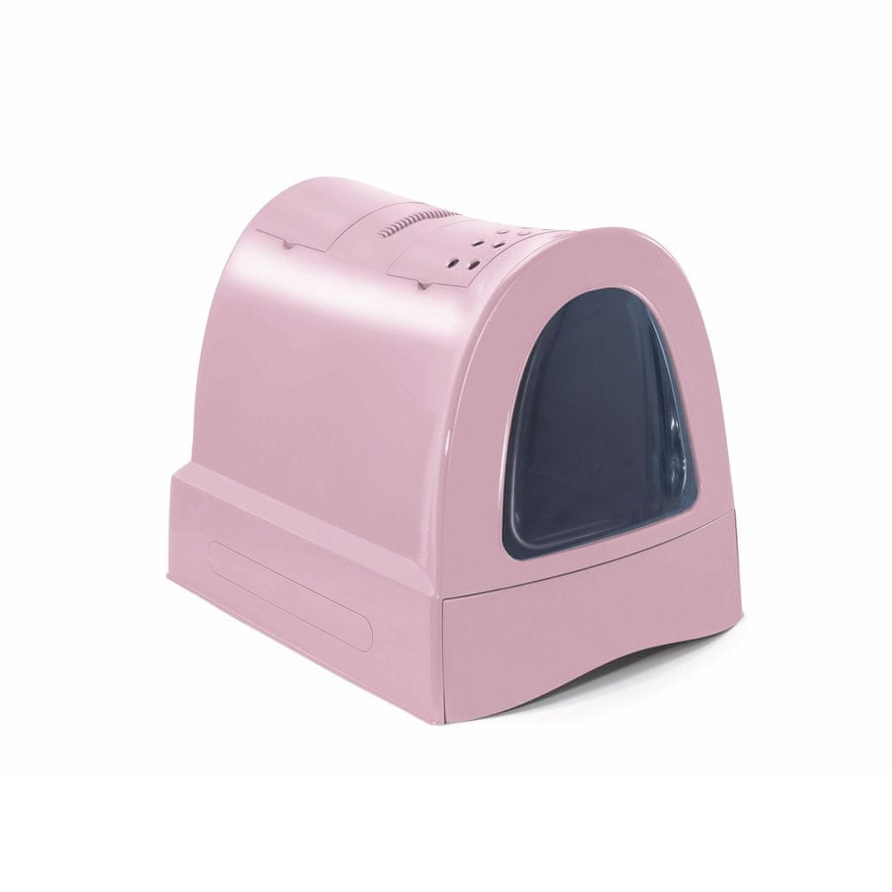 IMAC Krytý mačací záchod s výsuvnou zásuvkou pre stelivo rúžová 40×56×42,5 cm